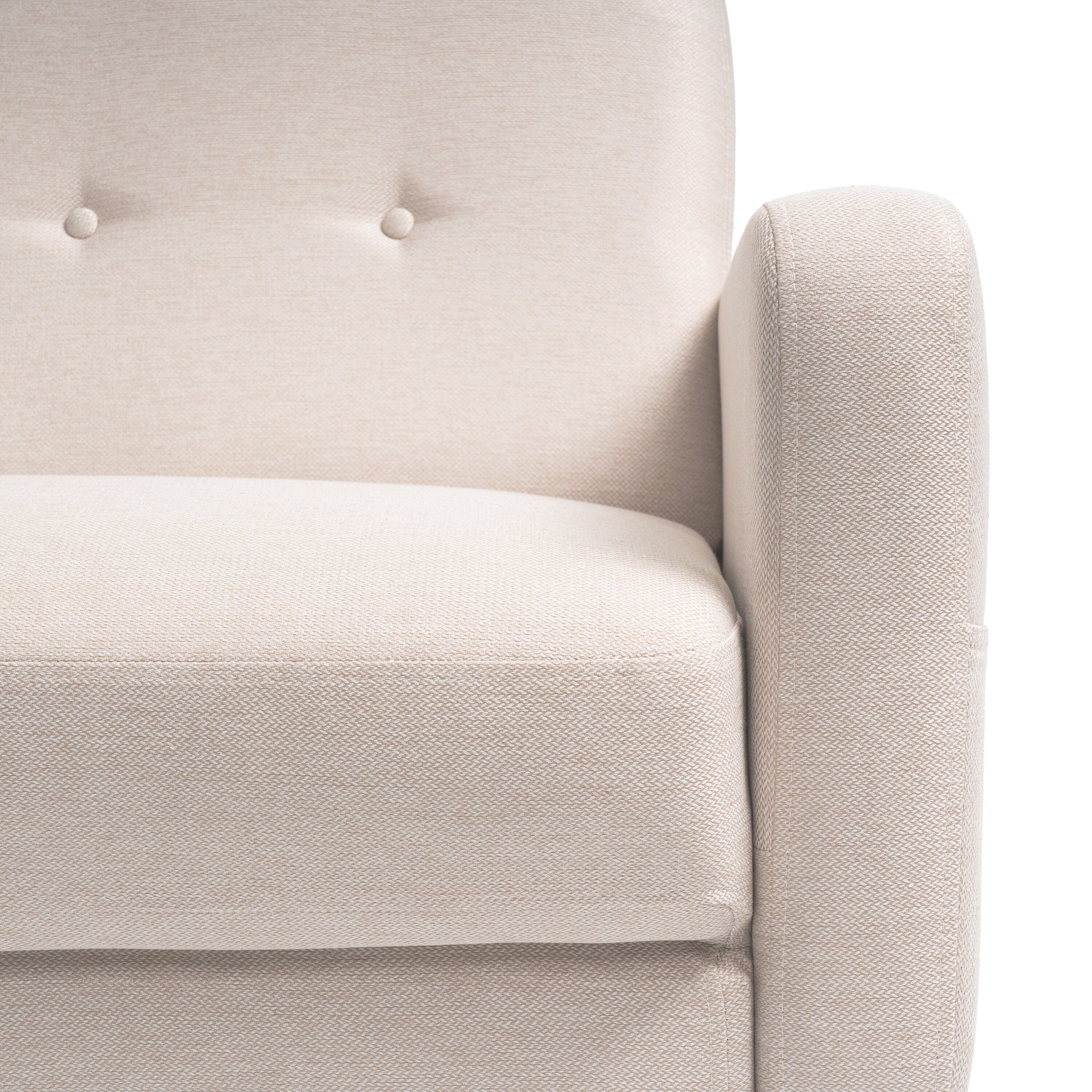 Canapé capitonné moderne en lin ADAIR avec poches d'accoudoirs par Crown Comfort