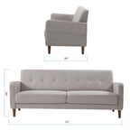 Canapé capitonné moderne en lin ADAIR avec poches d'accoudoirs par Crown Comfort