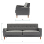 Canapé capitonné moderne en lin ADAIR avec poches d'accoudoirs par Crown Comfort