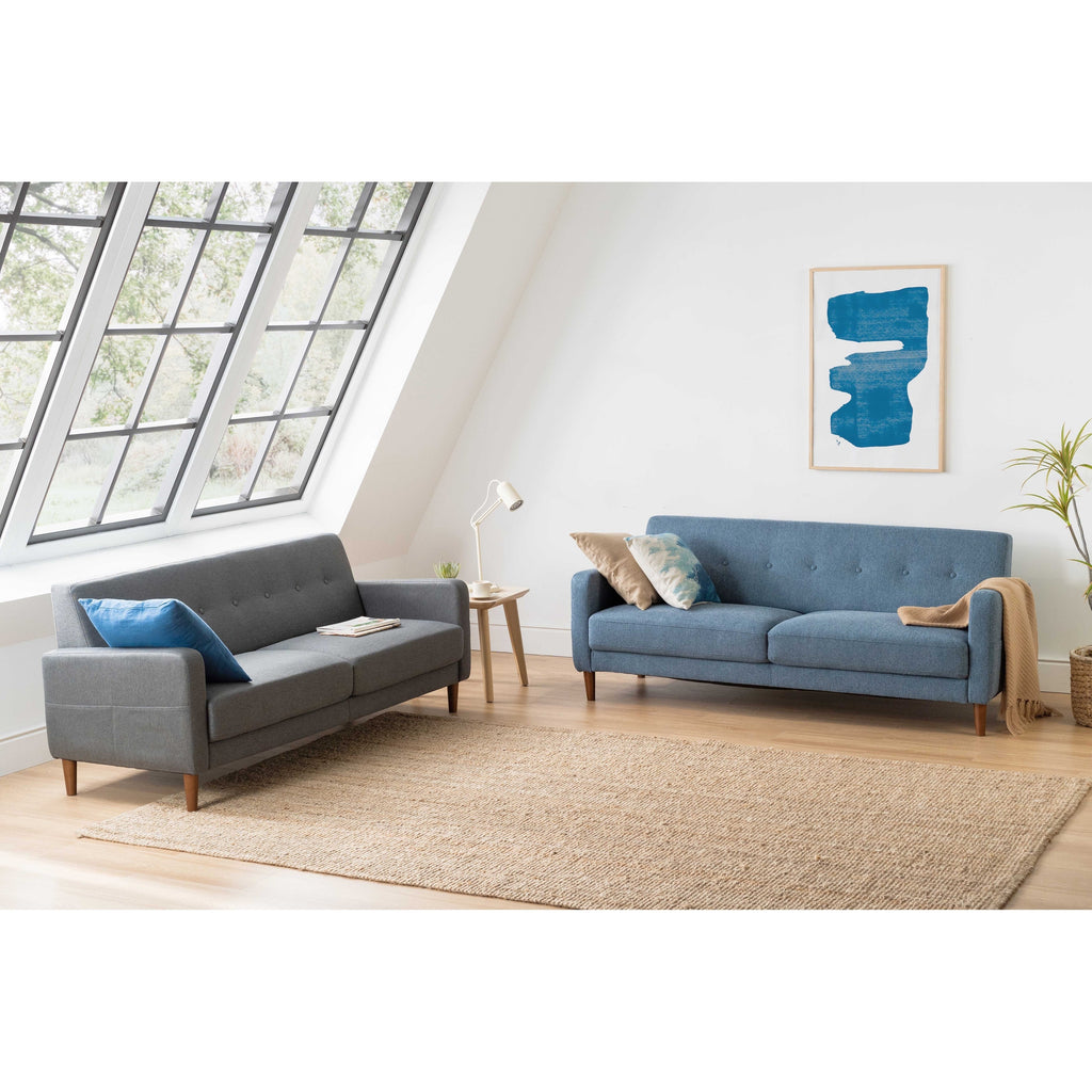 Canapé capitonné moderne en lin ADAIR avec poches d'accoudoirs par Crown Comfort