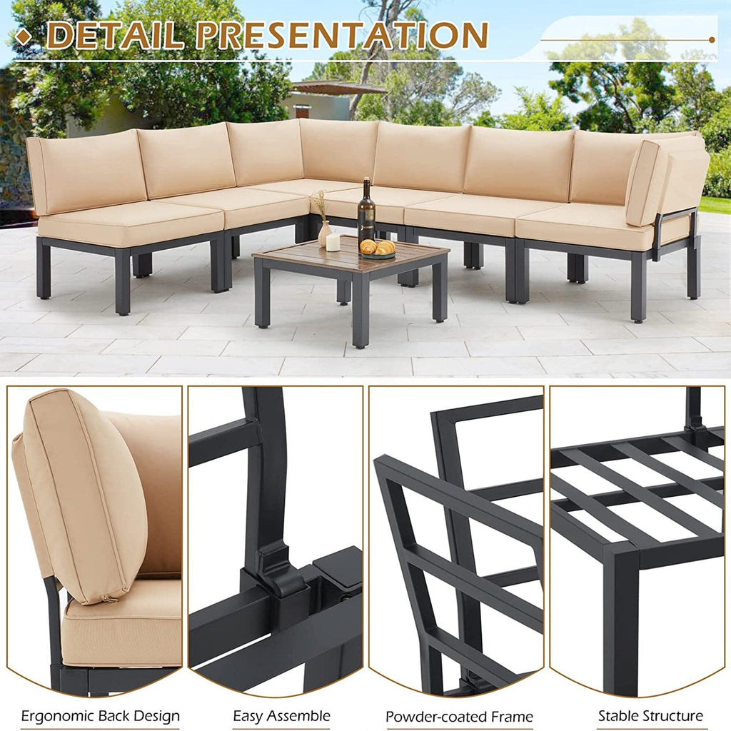 Ensemble de meubles de patio extérieur AECOJOY avec canapé de conversation sectionnel en métal