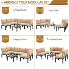 Ensemble de meubles de patio extérieur AECOJOY avec canapé de conversation sectionnel en métal