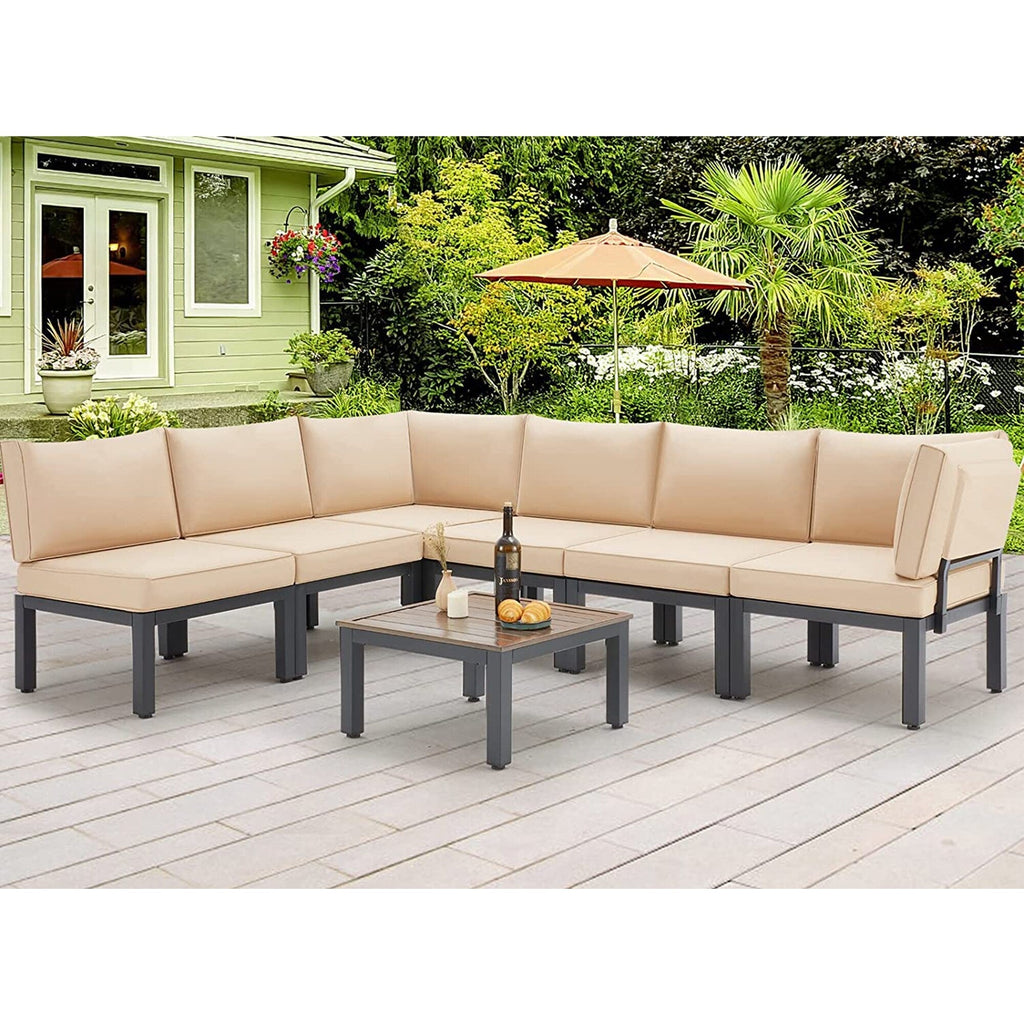 Ensemble de meubles de patio extérieur AECOJOY avec canapé de conversation sectionnel en métal