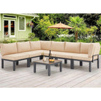 Ensemble de meubles de patio extérieur AECOJOY avec canapé de conversation sectionnel en métal