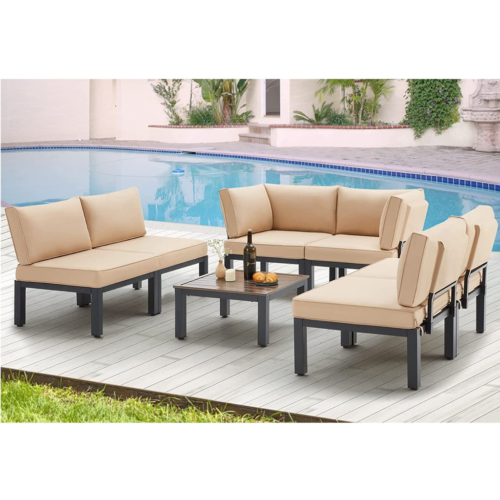 Ensemble de meubles de patio extérieur AECOJOY avec canapé de conversation sectionnel en métal