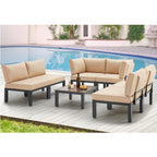 Ensemble de meubles de patio extérieur AECOJOY avec canapé de conversation sectionnel en métal