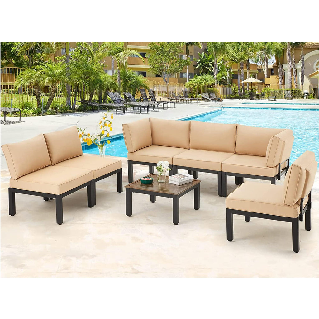 Ensemble de meubles de patio extérieur AECOJOY avec canapé de conversation sectionnel en métal