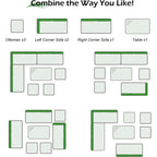 Canapé sectionnel en osier pour patio extérieur AECOJOY 7 pièces avec table à manger