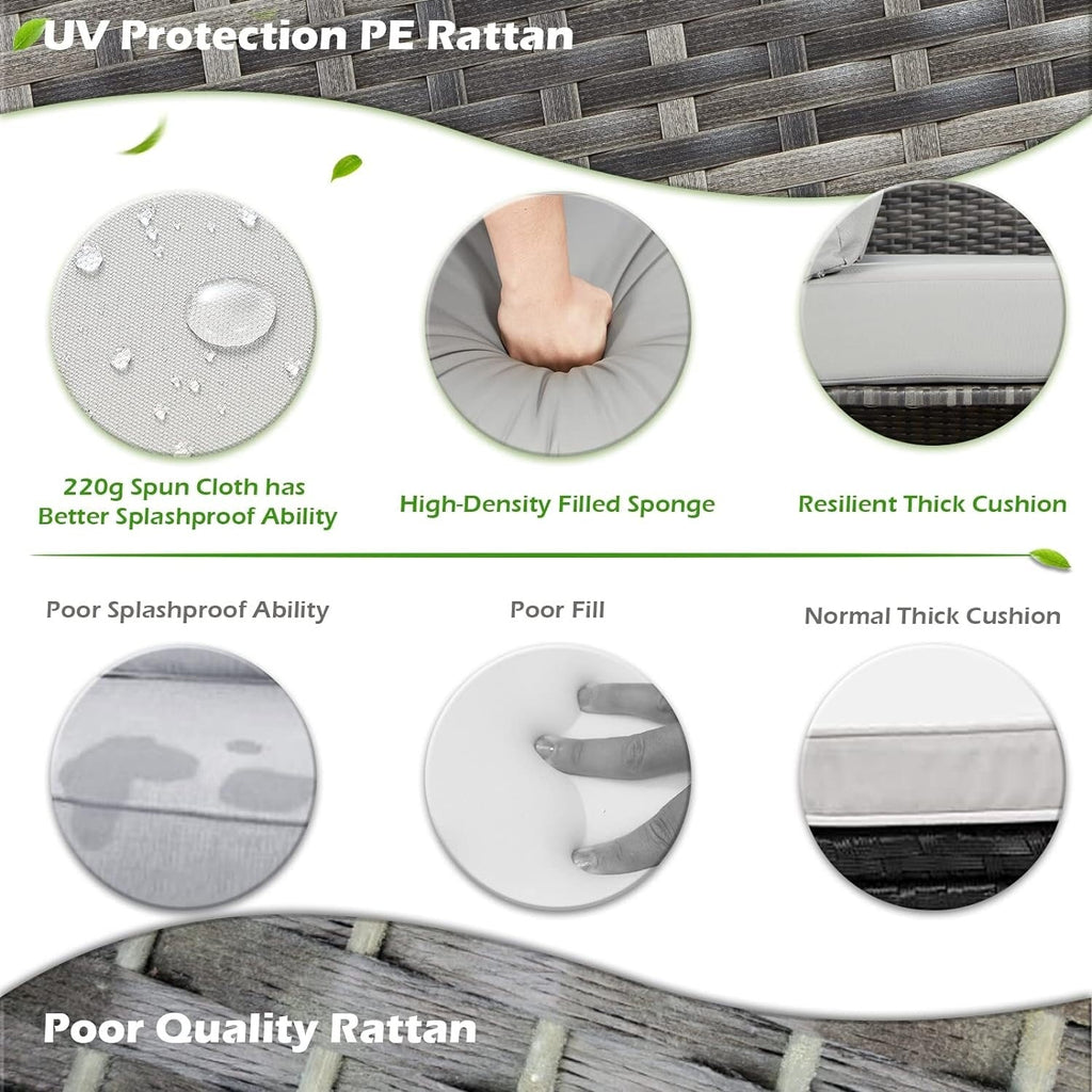 Canapé sectionnel en osier pour patio extérieur AECOJOY 7 pièces avec table à manger