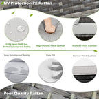 Canapé sectionnel en osier pour patio extérieur AECOJOY 7 pièces avec table à manger