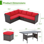 Canapé sectionnel en osier pour patio extérieur AECOJOY 7 pièces avec table à manger