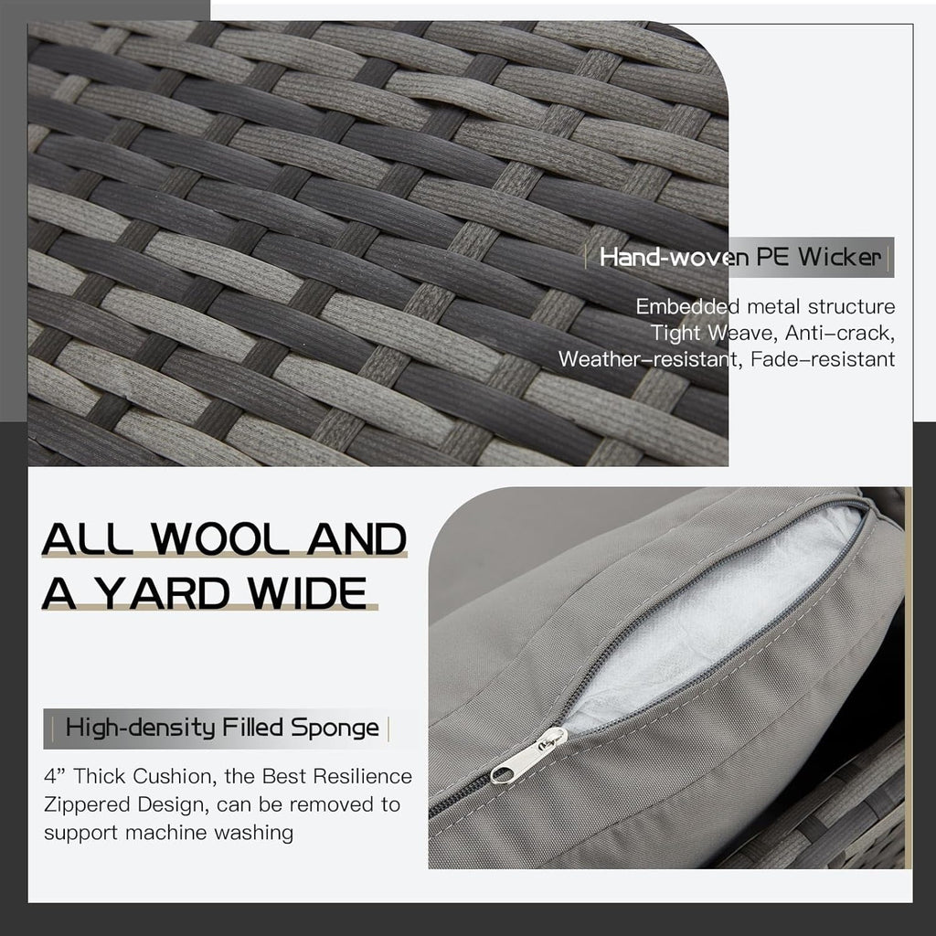 Ensemble de meubles de patio 7 pièces AECOJOY, canapé sectionnel d'extérieur en rotin, ensemble de conversation