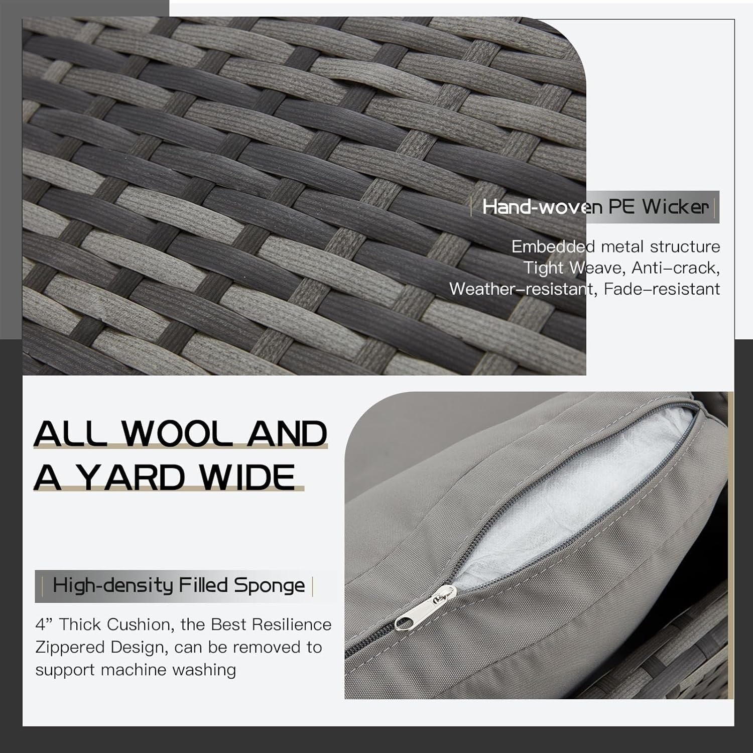 Ensemble de meubles de patio 7 pièces AECOJOY, canapé sectionnel d'extérieur en rotin, ensemble de conversation