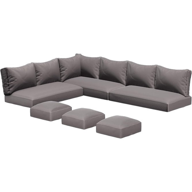 Ensemble de meubles de patio 7 pièces AECOJOY, canapé sectionnel d'extérieur en rotin, ensemble de conversation