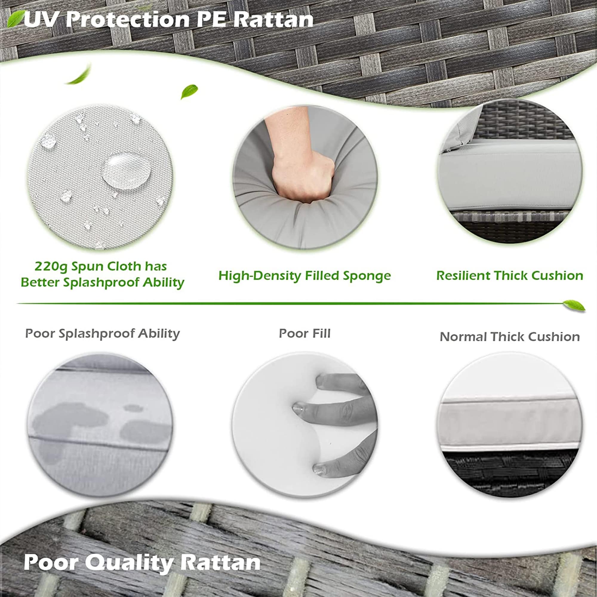 Ensemble de meubles de patio 7 pièces AECOJOY, canapé sectionnel d'extérieur en rotin, ensemble de conversation