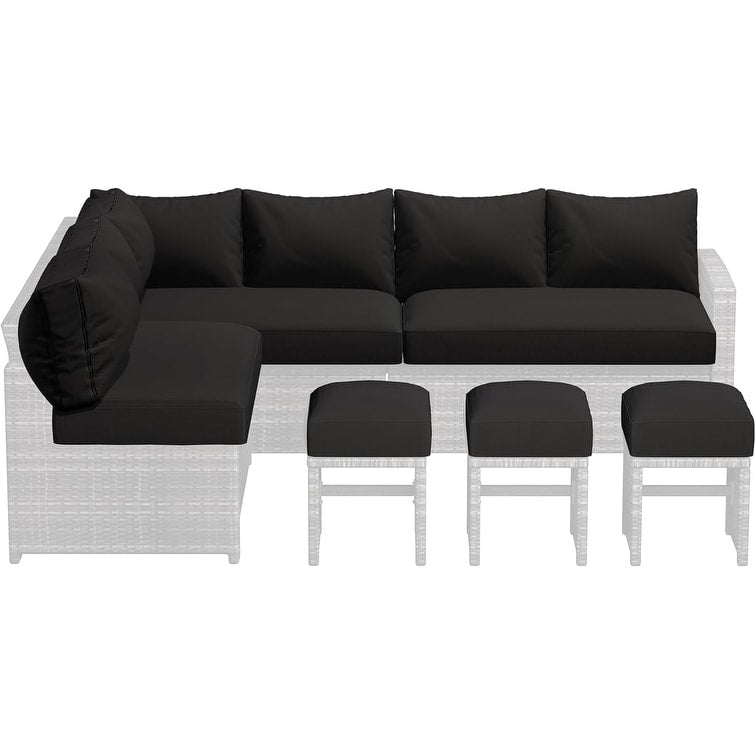 Ensemble de meubles de patio 7 pièces AECOJOY, canapé sectionnel d'extérieur en rotin, ensemble de conversation