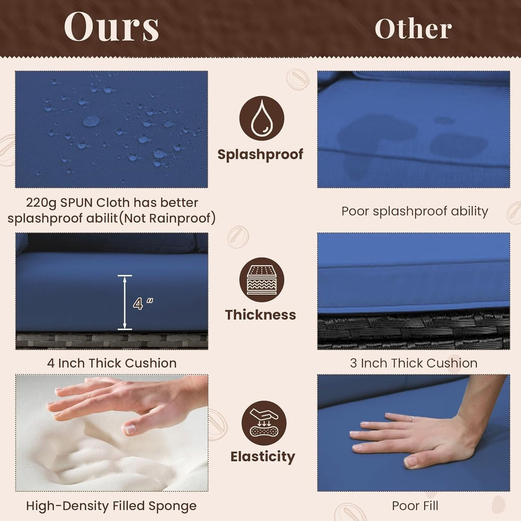 Ensemble de meubles de patio 7 pièces AECOJOY, canapé sectionnel d'extérieur en rotin, ensemble de conversation