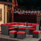 Ensemble de meubles de patio 7 pièces AECOJOY, canapé sectionnel d'extérieur en rotin, ensemble de conversation