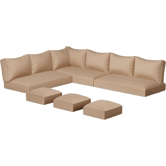 Ensemble de meubles de patio 7 pièces AECOJOY, canapé sectionnel d'extérieur en rotin, ensemble de conversation