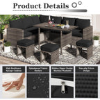 Ensemble de meubles de patio 7 pièces AECOJOY, canapé sectionnel d'extérieur en rotin, ensemble de conversation