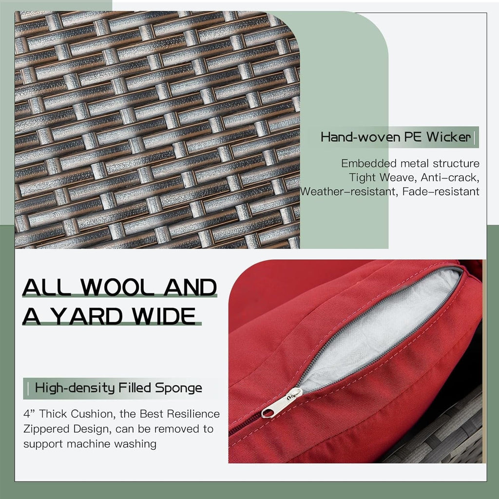 Ensemble de meubles de patio 7 pièces AECOJOY, canapé sectionnel d'extérieur en rotin, ensemble de conversation