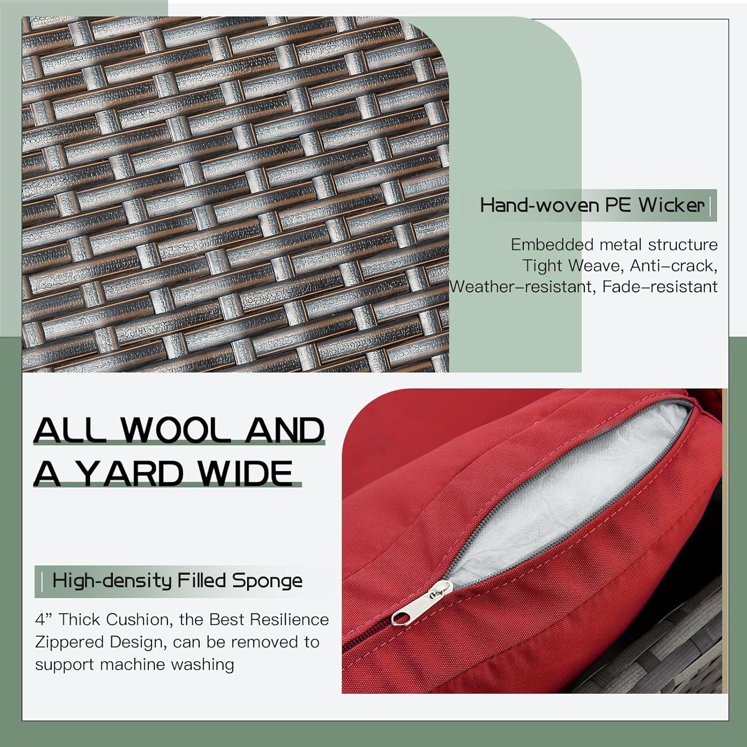 Ensemble de meubles de patio 7 pièces AECOJOY, canapé sectionnel d'extérieur en rotin, ensemble de conversation