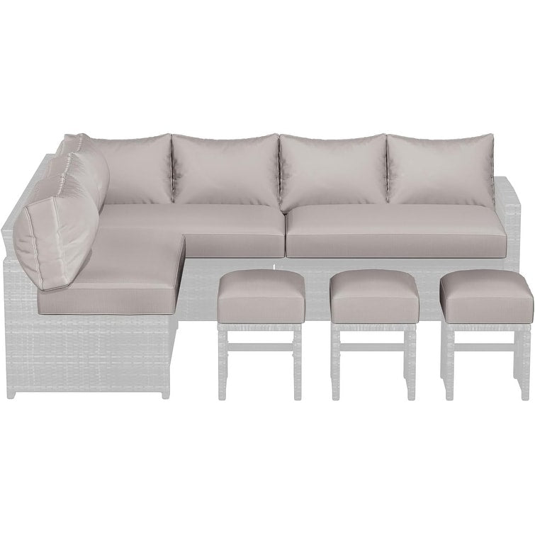 Ensemble de meubles de patio 7 pièces AECOJOY, canapé sectionnel d'extérieur en rotin, ensemble de conversation