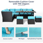 Ensemble de meubles de patio 7 pièces AECOJOY, canapé sectionnel d'extérieur en rotin, ensemble de conversation