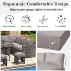 Ensemble de meubles de patio 7 pièces AECOJOY, canapé sectionnel d'extérieur en rotin, ensemble de conversation