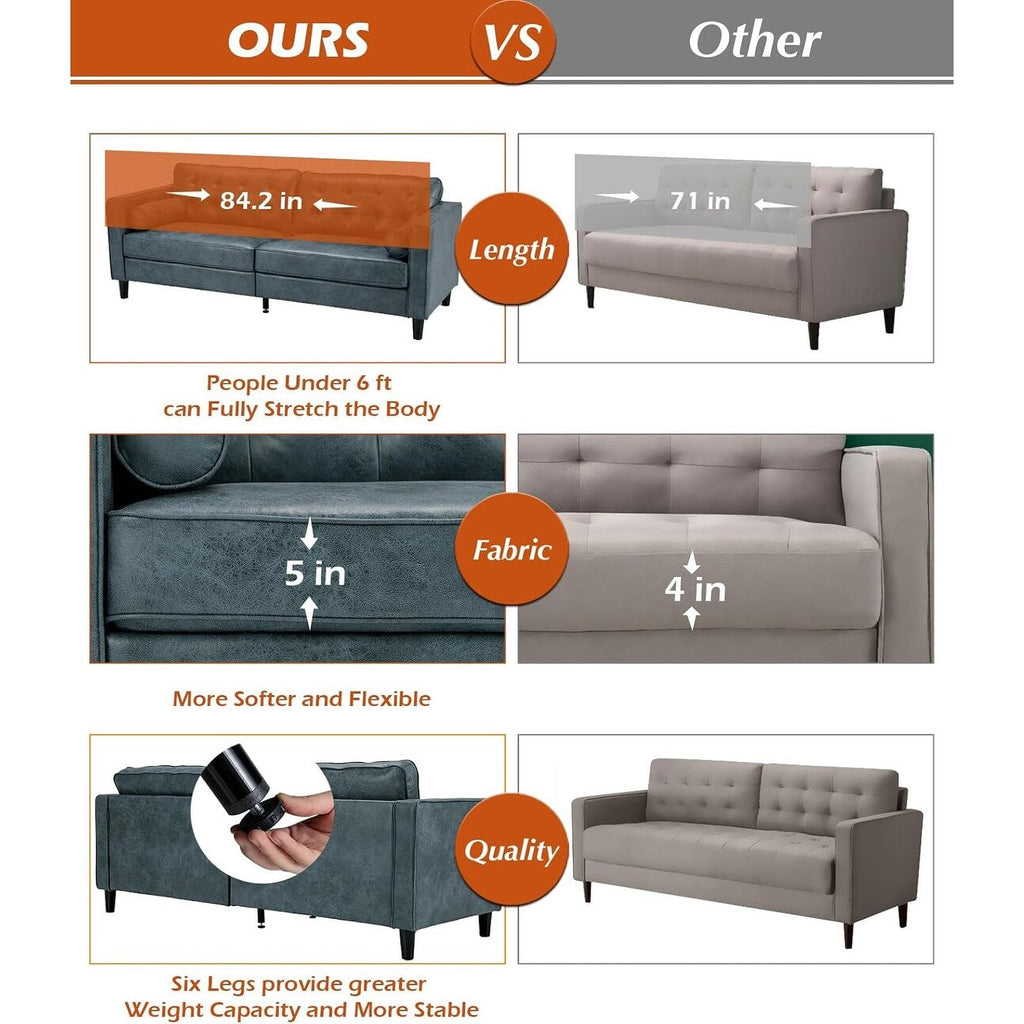 Canapé moderne du milieu du siècle AECOJOY 84.2 avec 2 coussins traversins