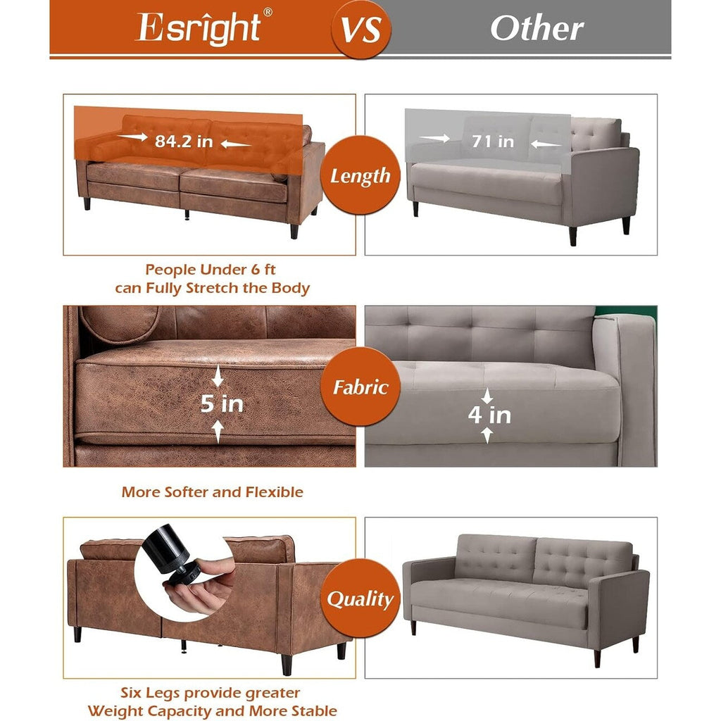 Canapé moderne du milieu du siècle AECOJOY 84.2 avec 2 coussins traversins