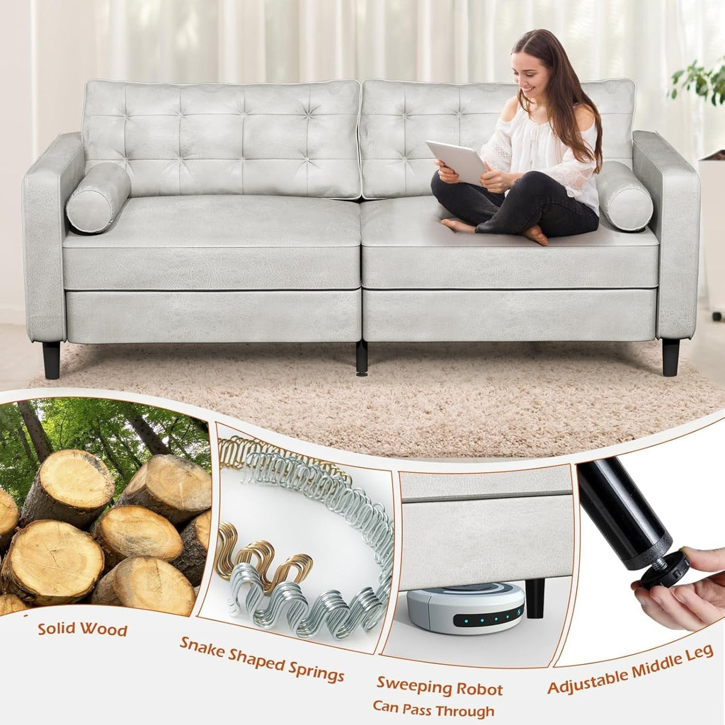 Canapé moderne du milieu du siècle AECOJOY 84.2 avec 2 coussins traversins