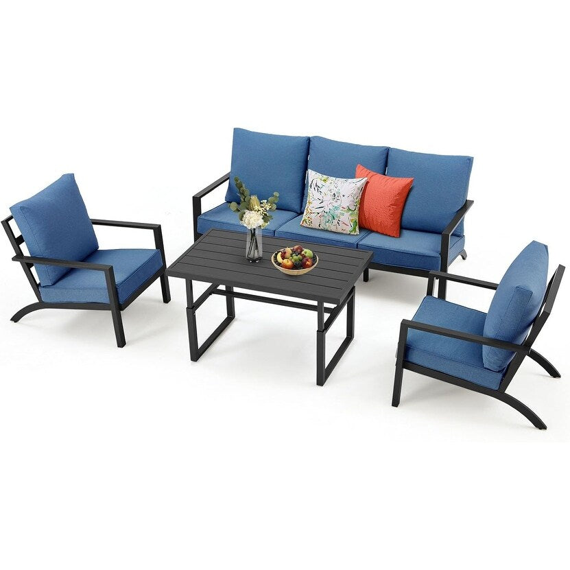 Ensemble de meubles de patio en aluminium AECOJOY, table et chaises de conversation d'extérieur