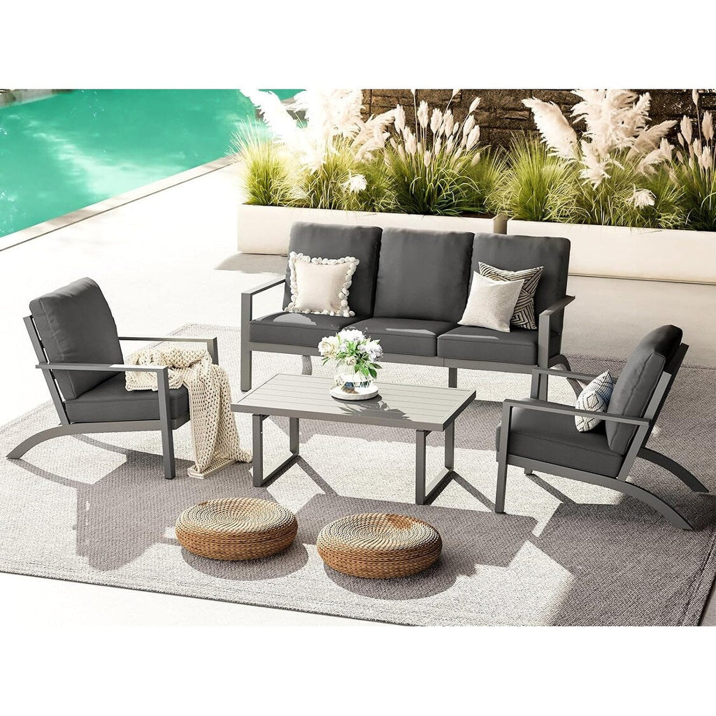 Ensemble de meubles de patio en aluminium AECOJOY, table et chaises de conversation d'extérieur