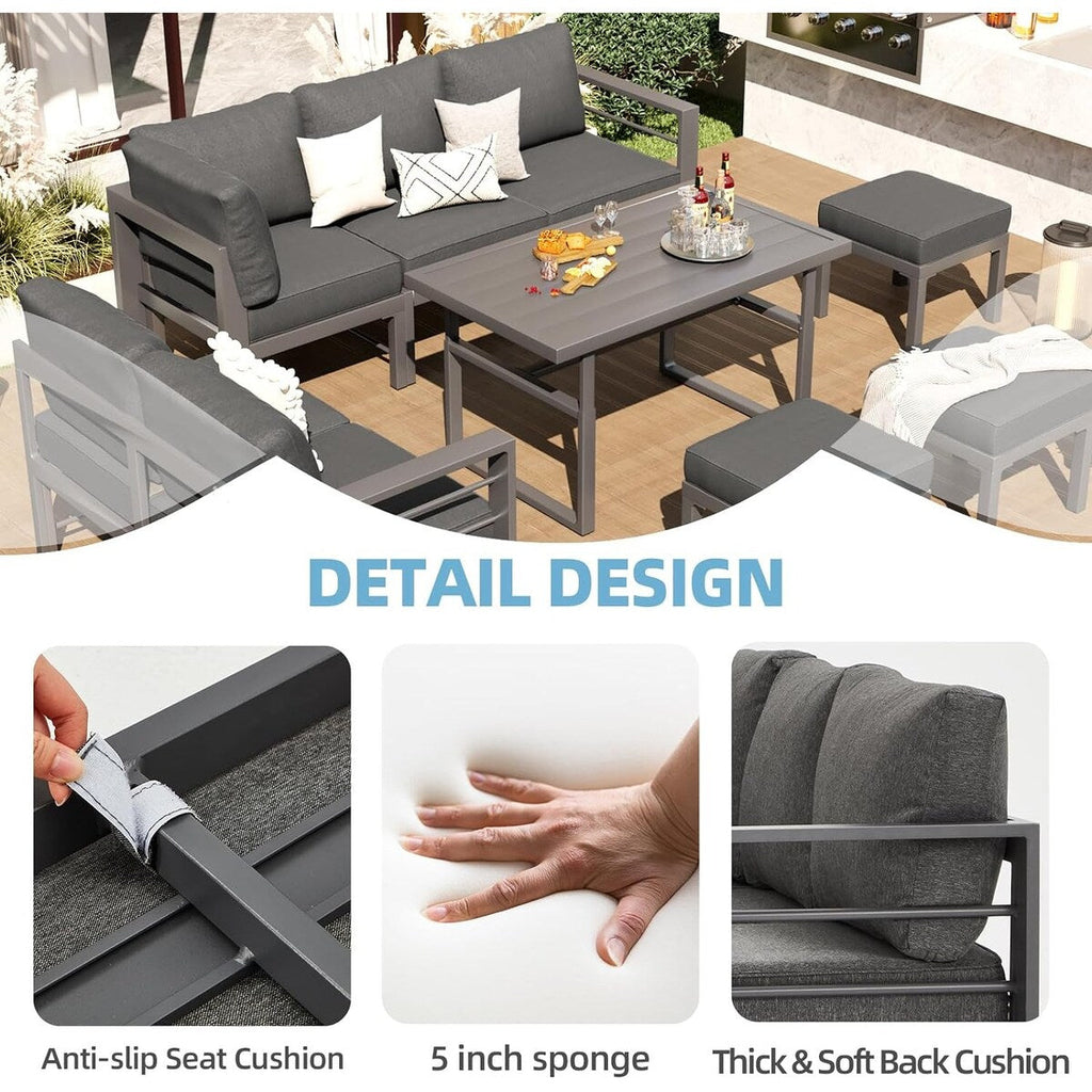 Ensemble de meubles de patio en aluminium AECOJOY, table et chaises de conversation d'extérieur