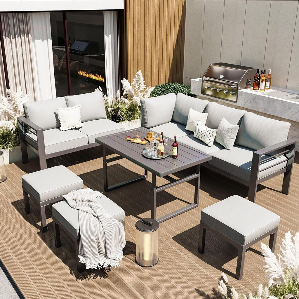 Ensemble de meubles de patio en aluminium AECOJOY, table et chaises de conversation d'extérieur