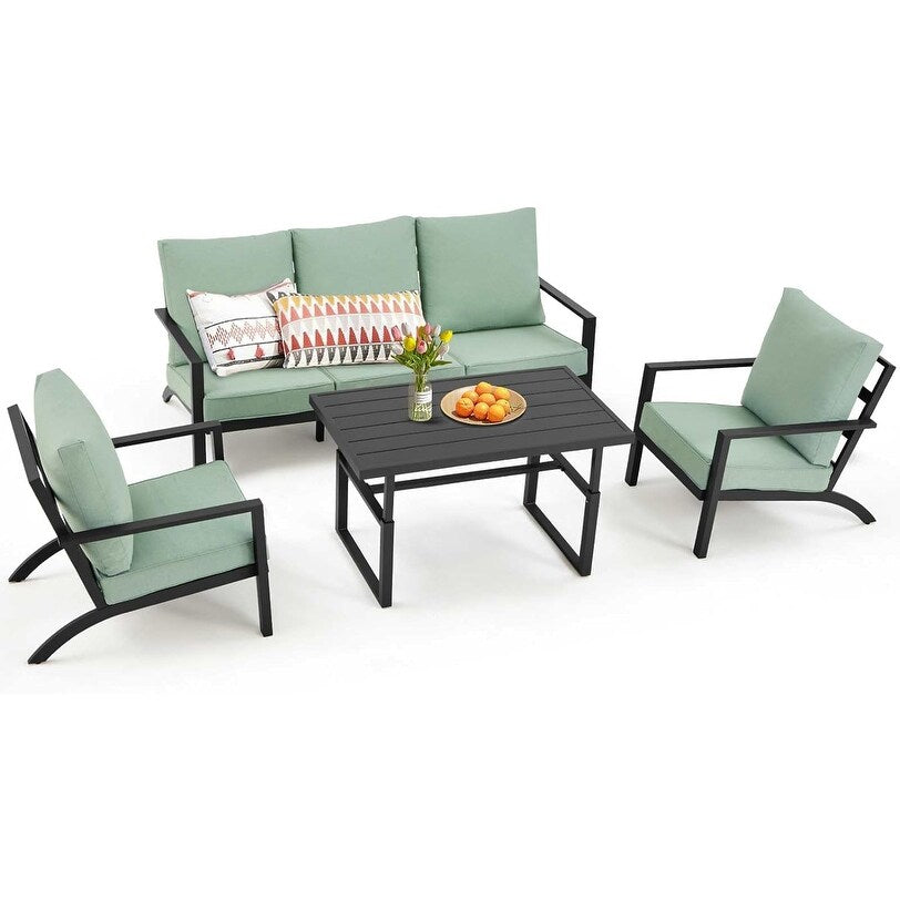 Ensemble de meubles de patio en aluminium AECOJOY, table et chaises de conversation d'extérieur