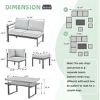 Ensemble de meubles de patio en aluminium AECOJOY, table et chaises de conversation d'extérieur