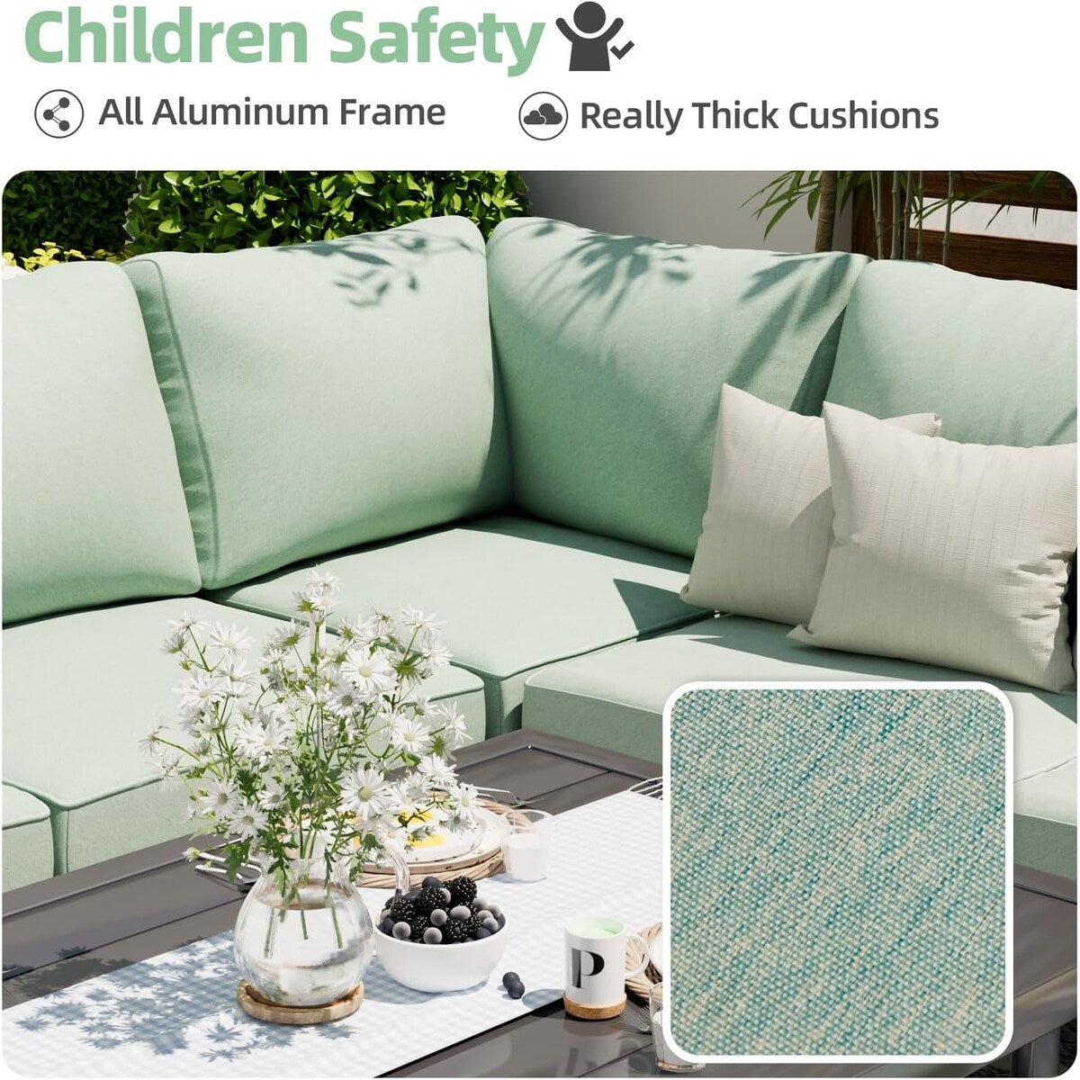 Ensemble de meubles de patio en aluminium AECOJOY, table et chaises de conversation d'extérieur