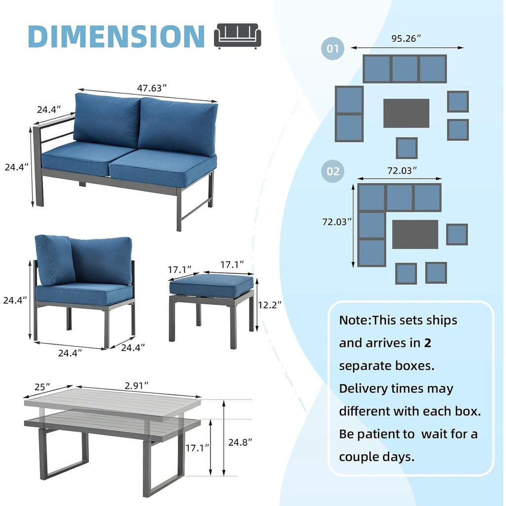 Ensemble de meubles de patio en aluminium AECOJOY, table et chaises de conversation d'extérieur