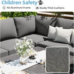 Ensemble de meubles de patio en aluminium AECOJOY, table et chaises de conversation d'extérieur