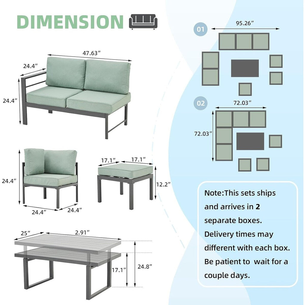 Ensemble de meubles de patio en aluminium AECOJOY, table et chaises de conversation d'extérieur