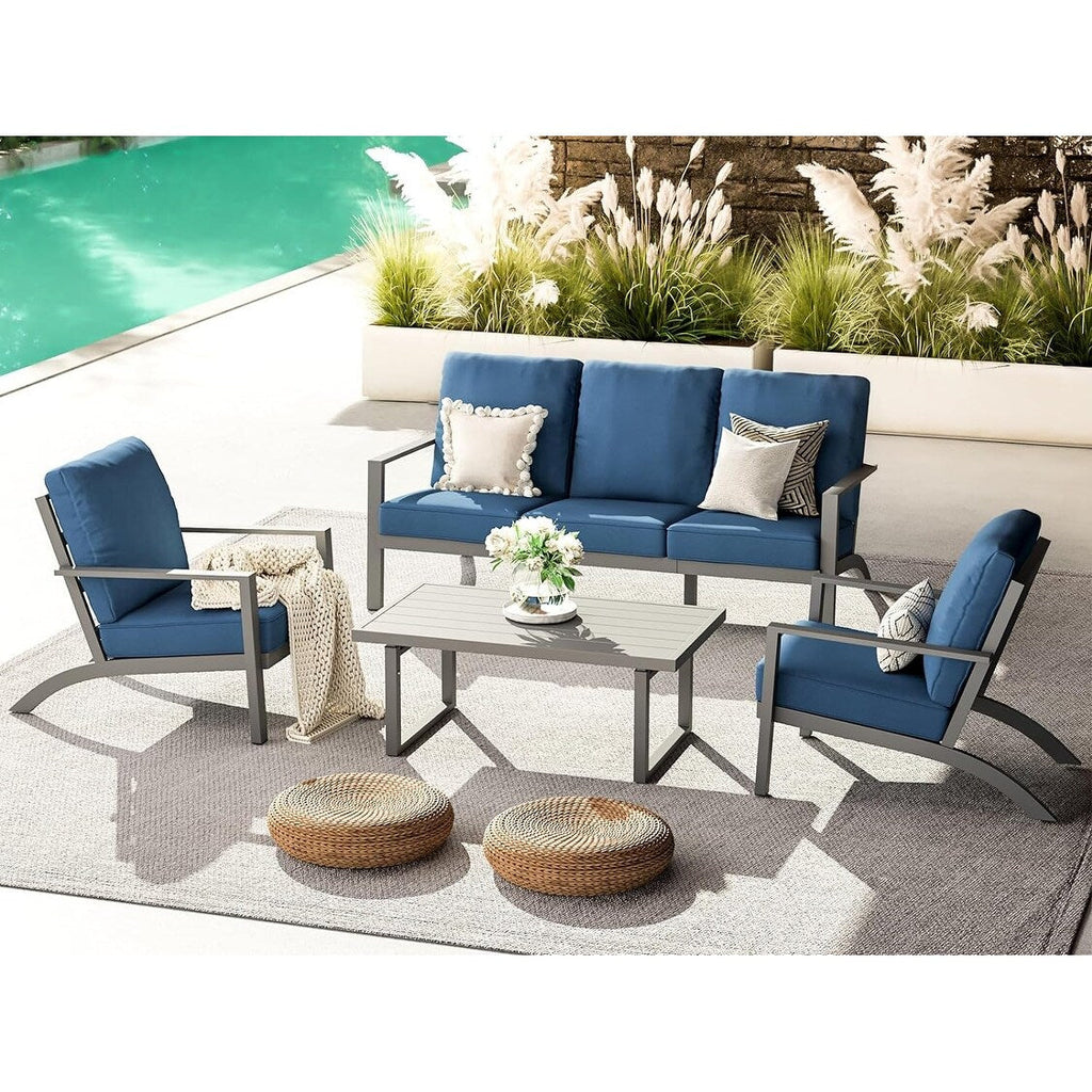 Ensemble de meubles de patio en aluminium AECOJOY, table et chaises de conversation d'extérieur