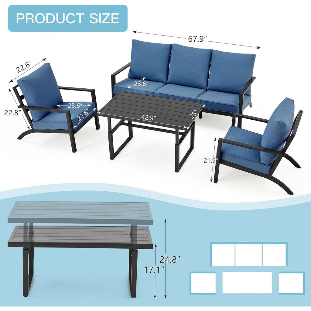 Ensemble de meubles de patio en aluminium AECOJOY, table et chaises de conversation d'extérieur