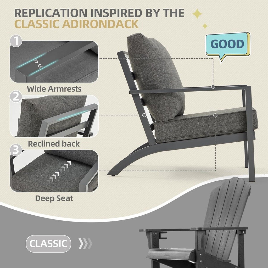 Ensemble de meubles de patio en aluminium AECOJOY, table et chaises de conversation d'extérieur