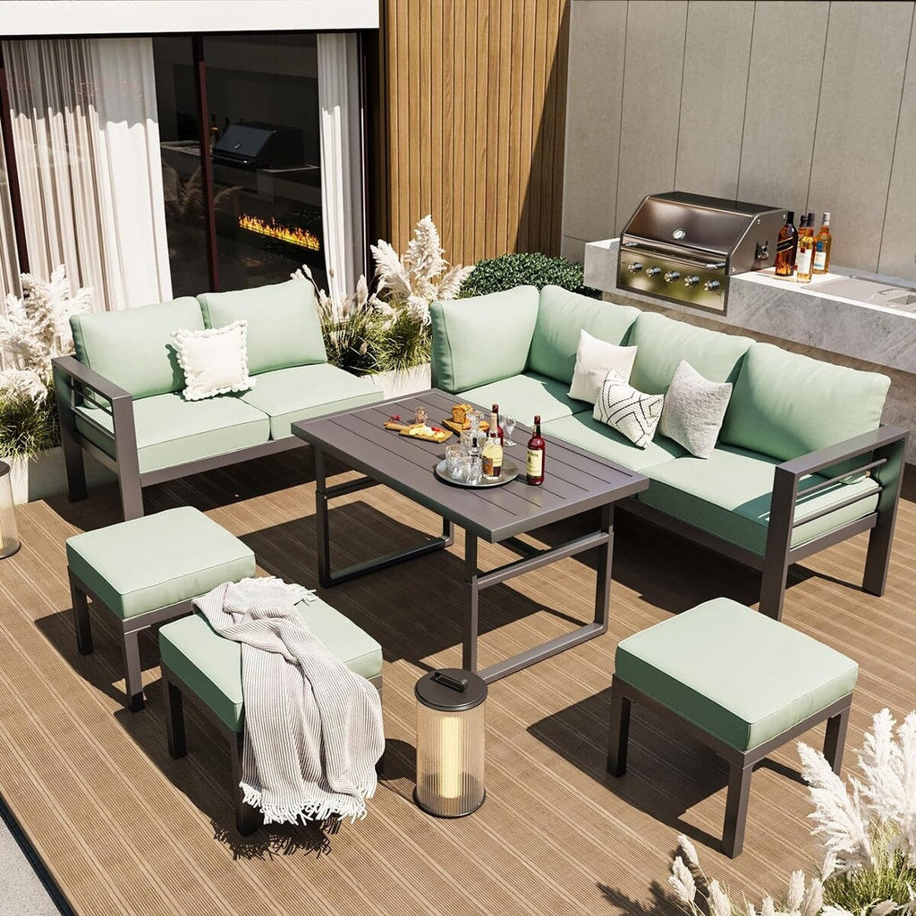 Ensemble de meubles de patio en aluminium AECOJOY, table et chaises de conversation d'extérieur