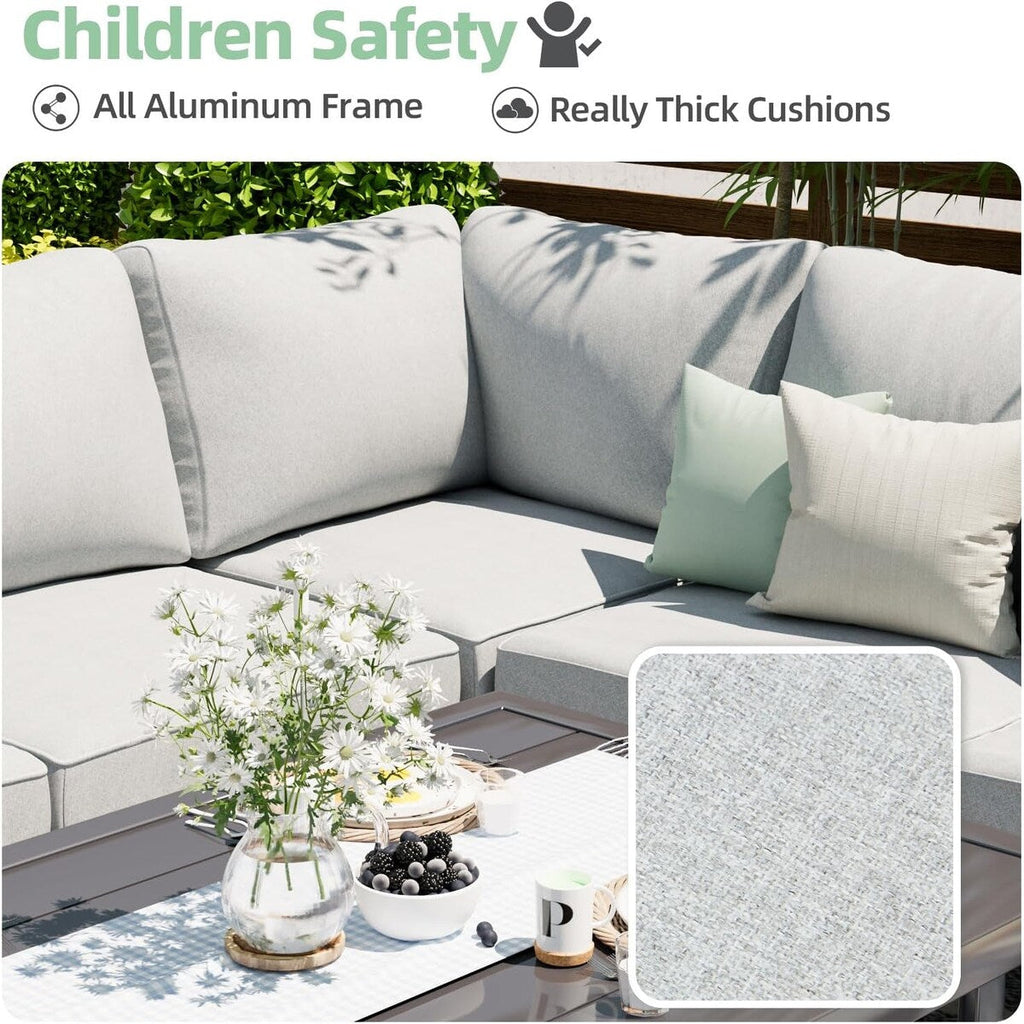 Ensemble de meubles de patio en aluminium AECOJOY, table et chaises de conversation d'extérieur