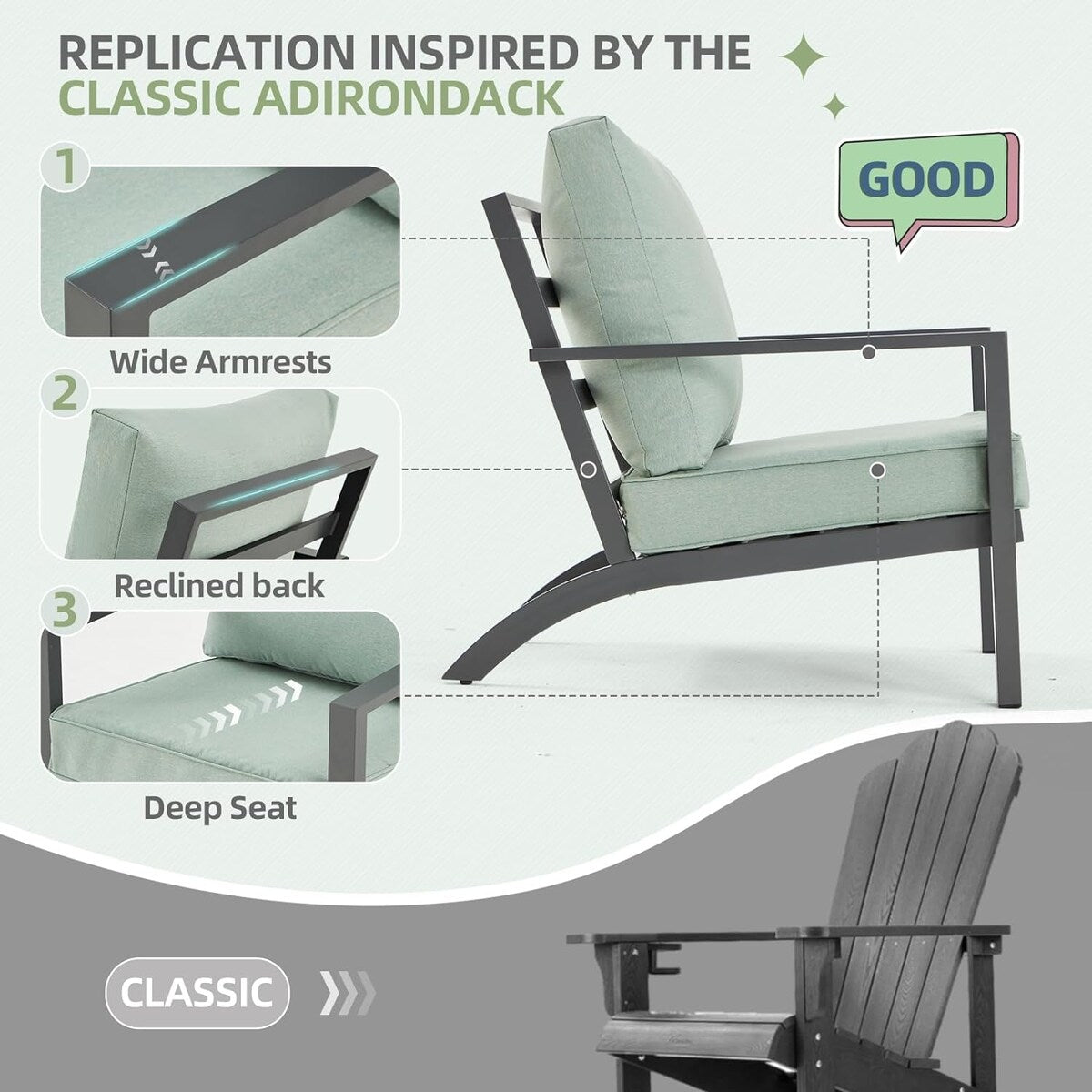 Ensemble de meubles de patio en aluminium AECOJOY, table et chaises de conversation d'extérieur