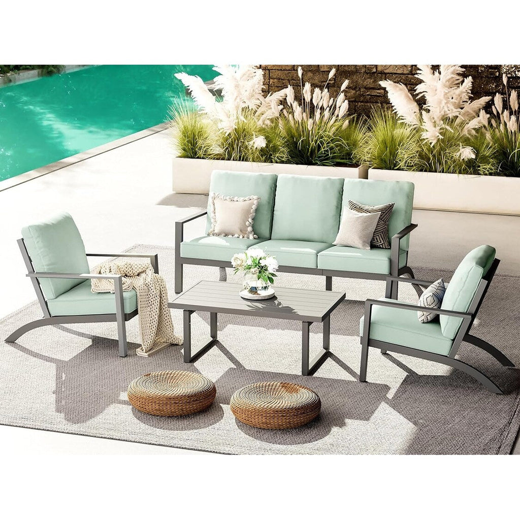 Ensemble de meubles de patio en aluminium AECOJOY, table et chaises de conversation d'extérieur