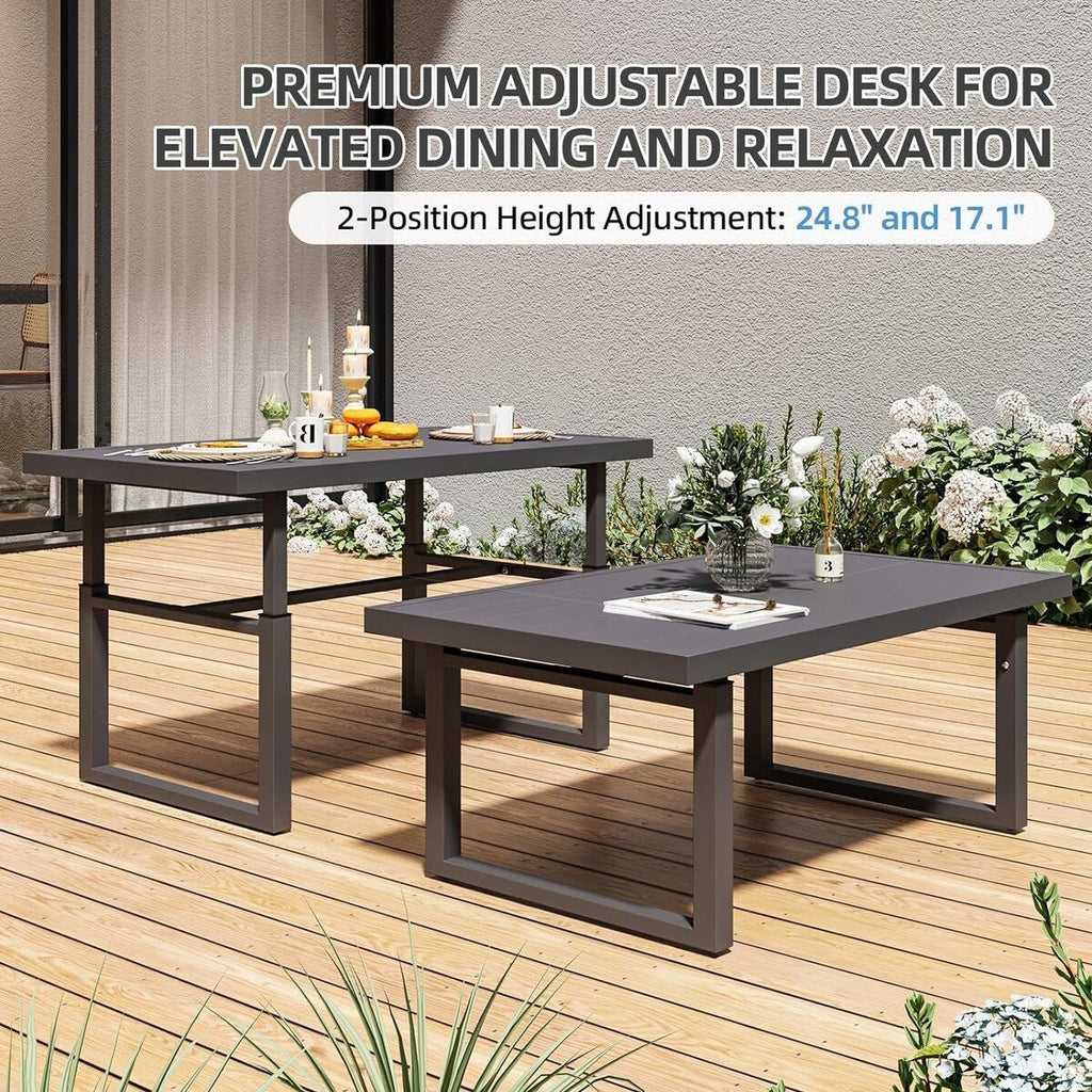 Ensemble de meubles de patio en aluminium AECOJOY, table et chaises de conversation d'extérieur